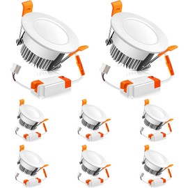 2 Inch LED Recessed Lighting Dimmable Downlight, 3W(35W Halogen Equivalent), 4000K Nature White, CRI80, Ceiling Light with LED Driver for Living Room Hallway Stairwell Museum Showroom, 8 Pack
