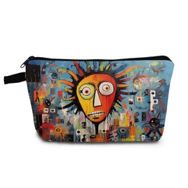 YULUENZE Abstract Indian Makeup Bag Cute Small Organizer Bag with Zipper Abstract Indian Cosmetic Bag Aesthetic Birthday Present for Women Sisters Friends -4