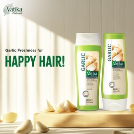 Vatika Naturals Garlic Shampoo & Conditioner Combo, 400 ml, For Hair Fall, Strengthens Roots, Reduces Hair Breakage, Promotes Hair Growth, Garlic & Henna extracts Shampoo & Conditioner Combo