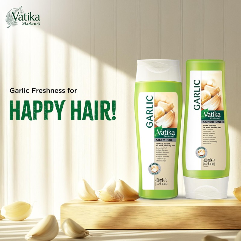Vatika Naturals Garlic Shampoo & Conditioner Combo, 400 ml, For