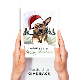 Wunderkid Woof You a Merry Christmas Card, Funny and Cute Dog Christmas Greeting Card (1 Single Card, Blank inside)
