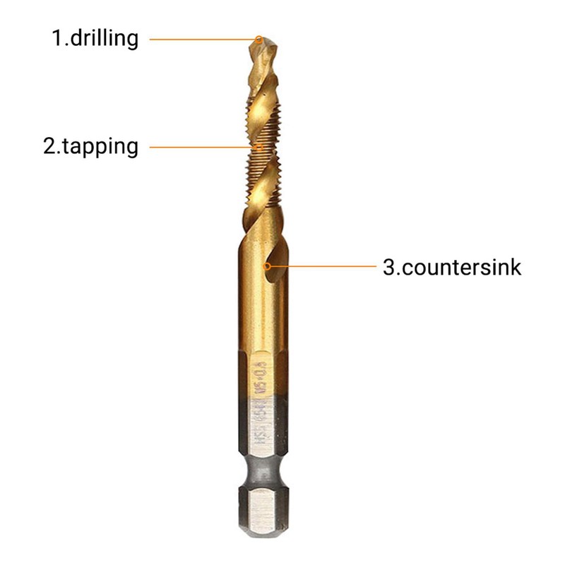 6 Piece Combi Tap Drill Bit Set, M3 / M4