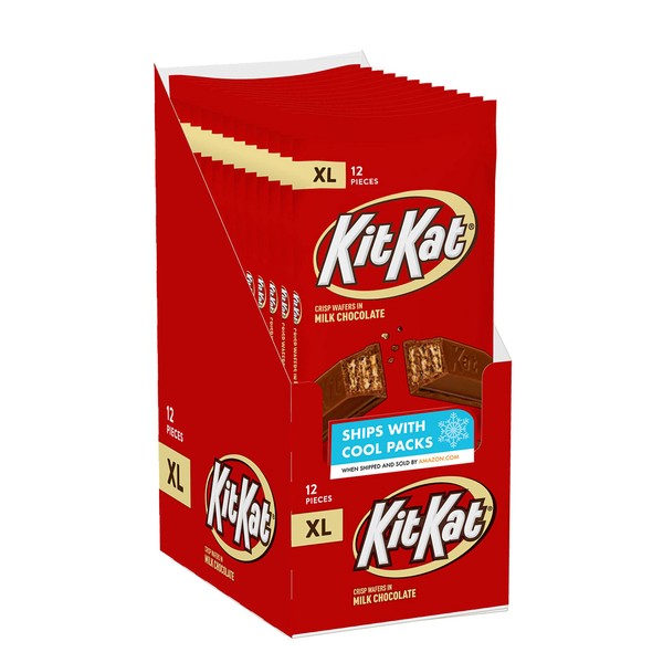 KIT KAT Milk Chocolate, Bulk, Individually Wrapped XL Wafer Candy Bars, 4.5 oz (12 Pieces, 12 Count)