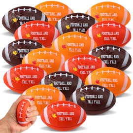 Meooeck 24 Pcs Football Stress Ball Bulk Brown Mini Foam Squeeze Sports Balls Anxiety Relief Maple Leaf Football for Fall Thanksgiving Harvest Party Supplies Festival Adult Outdoor Game (Mixed Color)