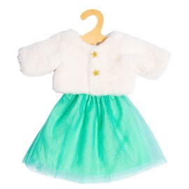 Heless 2370 Doll Clothes in Yuki Design, 2-Piece Set in White and Turquoise, with Jacket and Glitter Tulle Skirt for Dolls and Cuddly Toys Size 35-45 cm