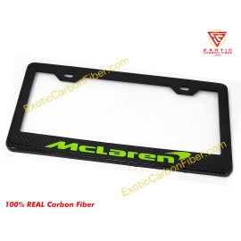 Exotic Carbon Fiber McLaren Napier Green Text Carbon Fiber License Plate Frame 2x2 Gloss