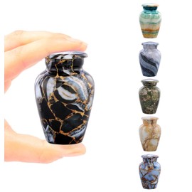 Small Keepsake Cremation Urns for Human Ashes - Marble Finish Metal Keepsake Urn - Mini Cremation Urn for Pet Ashes - Handcrafted Memorial Urn - Funeral Urns with Velvet Bag (Luxury Black)
