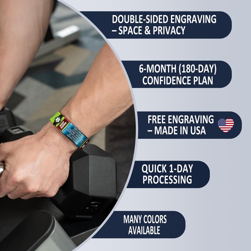 Divoti Custom Dual-Sided Engraved Silicone Medical Alert ID Wristband w/Security