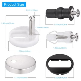 Quick Release Toilet Seat Fixings, Universal Toilet Seat Hinges Fittings with Spare Expanding Rubber Screws Nuts Bolts for WC Toilet Blind Holes, 6Pcs