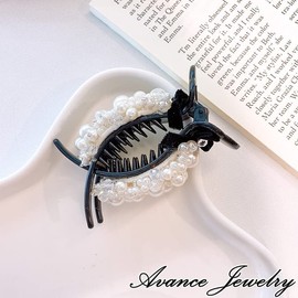 Avance Women's Hair Clip, Pearl, Ribon, Cute, Adult, Popular, Hair Accessory