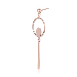 Vanbelle Sterling Silver Jewelry - Rose Gold Plated with 925 Stamp - Circle and Bar Drop Earring - Elegant Handcrafted Earring for Women