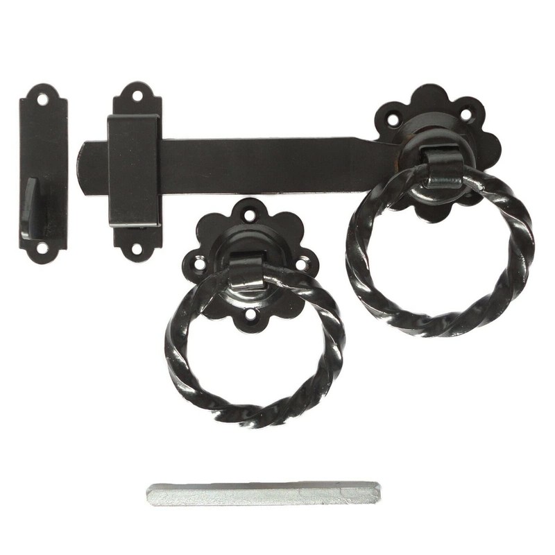 TERF® Heavy Duty Antique Black Twisted Ring Gate Latch Door