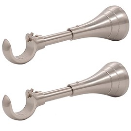 6 in Curtain Rod Brackets, Heavy Duty Large Curtain Rod Bracket, Extra Long Curtain Holder for 3/4 to 1 inch Rods, 2 pcs Brackets for Curtain Rods, Wall Mount, Set of Two, Brushed Nickel