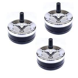 Yuelulala 3PCS Spinning Ashless Ashtray Extra Large Chrome Windproof Ashtray Outdoor Tabletop Ashtrays Large for Outdoor Home Office Bar Easy to EmptyEasy to Empty (A87-3)