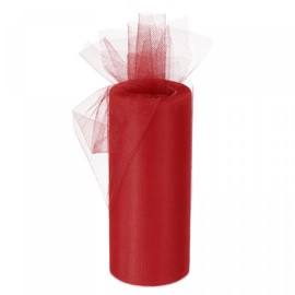 sourcing map 6 Inch 25 Yards Tulle Ribbon Rolls Pastel Netting Fabric Net Cloth for Gift Wrapping Christmas Wedding DIY Crafts, Red