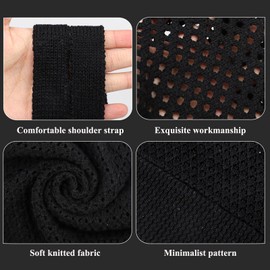 Tefedpot Knit beach bag, Crochet Beach bag，Beach bags for women Knitted beach bag for summer (H-Black)