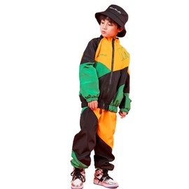 LOLANTA Boys' Girls' Color Block Jacket Track Pants Sets Dance Outfits Sportswear Unisex (5-6, Green)