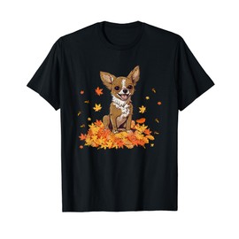 Chihuahua Hello Autumn Dog Lover Fall Leaves Thankgiving Men Women Kids T-Shirt
