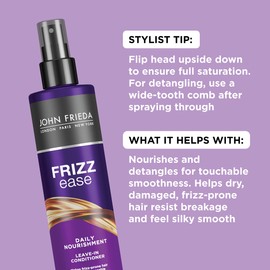 John Frieda John Frieda Frizz Ease Daily Nourishment Leave-In Conditioner, Detangles Frizzy, Damaged Hair, Reduces Breakage, Protects Against Heat, with Vitamins A, C, E & Green Tea Extract, 8 Oz, Pack of 2
