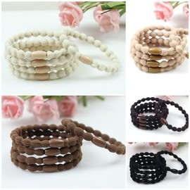 Kawlxpp 3X Stronger Hair Ties - 10-Pack Damage-Free Elastics for All Hair Types, Workouts & Daily Use | Non-Snap, Retain Shape (Earthtones, Medium)