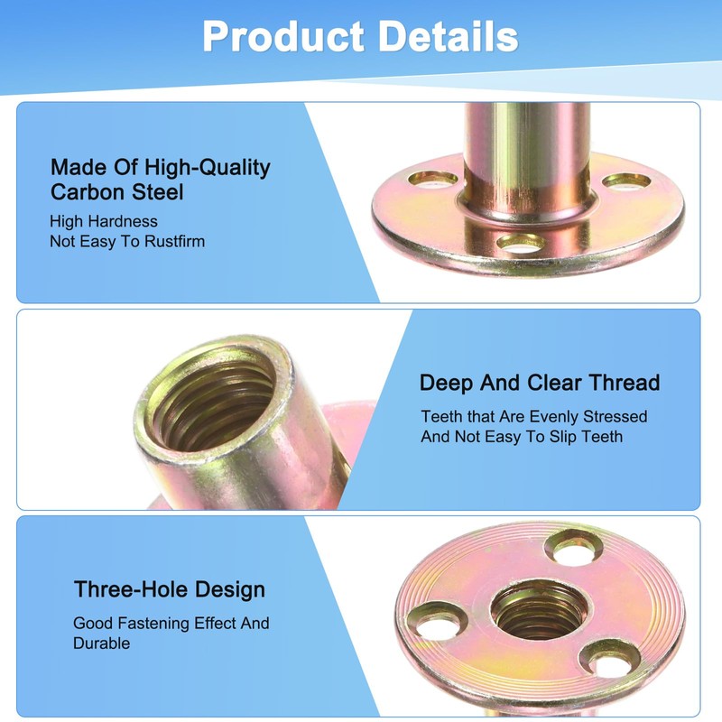 M METERXITY 5-Pack M12x25mm T-Nuts Galvanized Carbon Steel Tee Nut