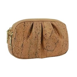 Striped Cork Crossbody Bag with Chain Strap, Multicolor (Natural Cork)