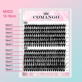 Lash Clusters Eyelash Extensions 240pcs Individual Lashes 10-18mm Mix 30D 40D Eyelash Clusters C/D Curl DIY Lash Extension at Home for Beginners (240pcs-30D/40D-D-Mix10-18mm)