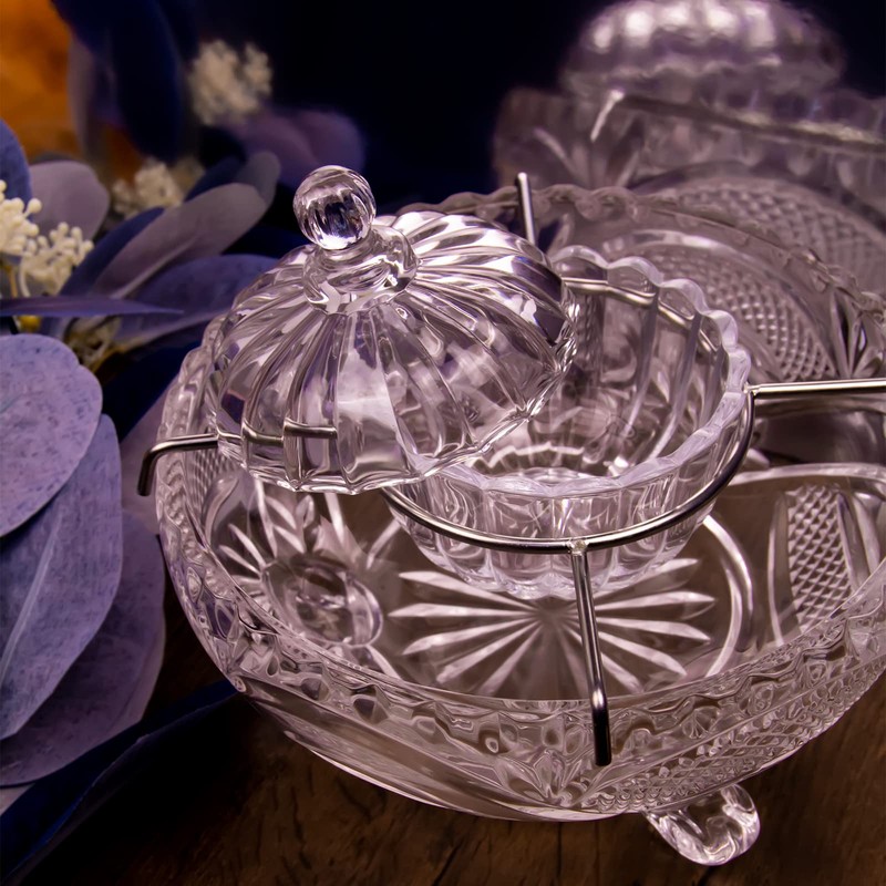 DUEBEL Glass Caviar Dish, 1 Pumpkin-Shape Glass Divided Serving Set