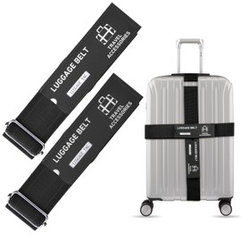 HONZUEN Pack of 2 Luggage Straps 1.8 m and 2.2 m Long Suitcase Strap Adjustable Suitcase Straps Luggage Strap with Metal Buckle for Suitcase Safety Belt Eye-catching Luggage Strap Address Label Name