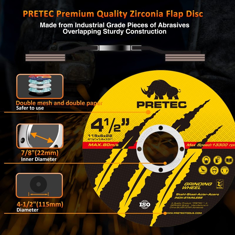 PRETEC 26 Packs Angle Grinder Cutting Flap Grinding Disc Wheel
