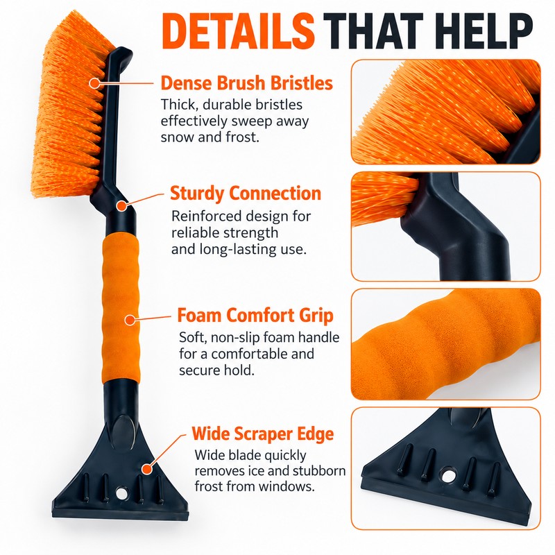 2-in-1 Car Snow Brush & Ice Scraper – 44cm Windshield