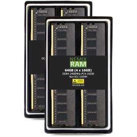 NEMIX RAM 64GB (4X16GB) DDR4 2400MHZ PC4-19200 2Rx8 1.2V 288-PIN Non-ECC UDIMM Unbuffered Desktop Memory KIT