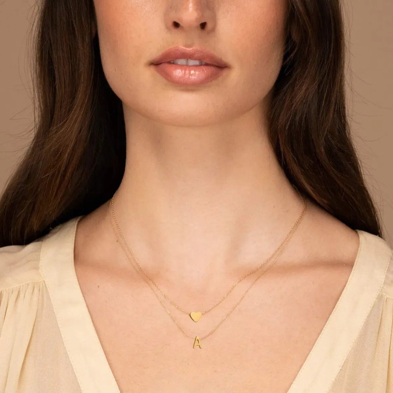 Collar De Corazón Con Inicial Collares Para Mujer