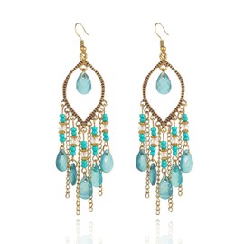 Boho Earrings for Women Turquoise Tassel Earrings Dangle Western Statement Earrings for Bohemian