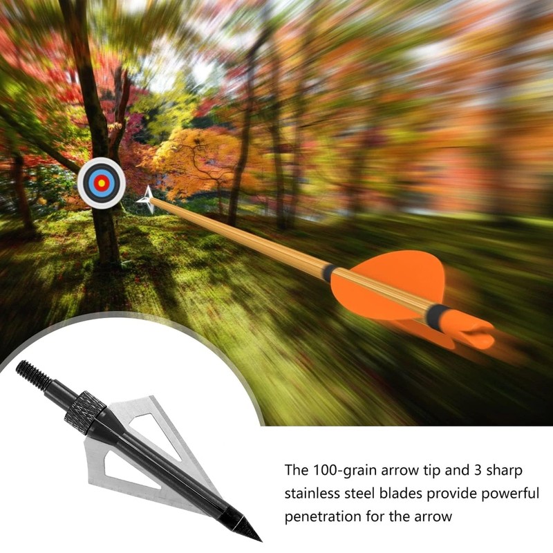 12pcs Archery Bow Hunting Tips Arrow Heads Screw 100 Grain