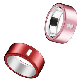 Snyeest Cover Compatible for Oura Ring 4/Gen 3 Horizon/Gen 3 Heritage,Charging Directly,Ultra-Thin Rugged TPU Polished Elastic Ring Finger Sleeve Protector for Workout Gym Women Men -Pink+Red-Size 11