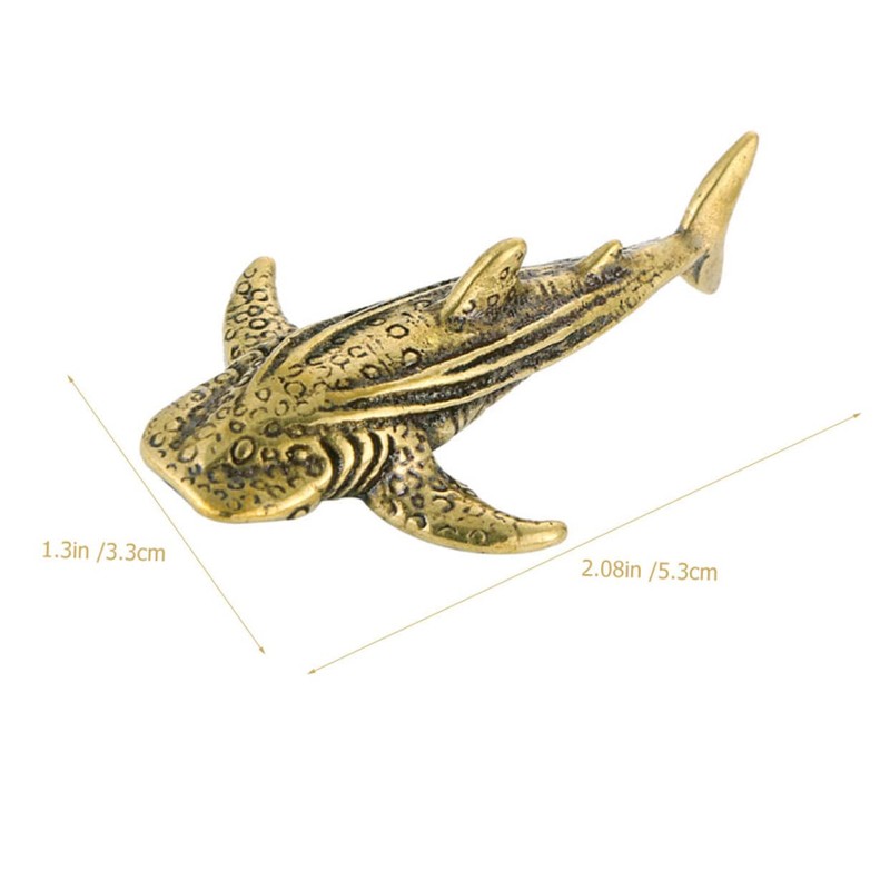 CORHAD Brass Shark Ornament Unique Desktop Decoration Small Shark Sculpture