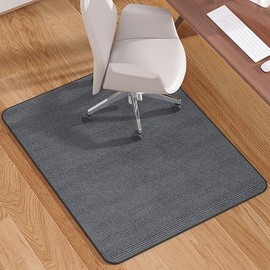 Blvornl Office Chair Mat for Hardwood Floor and Low Pile Carpet, 35" x 48" Corduroy Surface Desk Rolling Chair Mat for Hard Floors, Heavy Duty Carpeted Floor Protector Rug for Home Office, Dark Grey