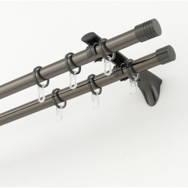 GARDINIA Endknöpfe für Gardinenstangen, 2 x Endstück Zylinder, Serie Chicago, Metall, Titan, Durchmesser 20 mm