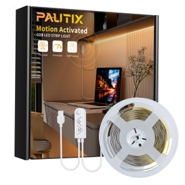PAUTIX Dotless LED Lights,COB LED Strip Lights with Motion Sensor,5V USB Powered 2700K Warm White,Super Bright Dimmable Motion Activated,Bedroom,Cabinets,Kitchen,Stairs,Closet Indoor Lighting