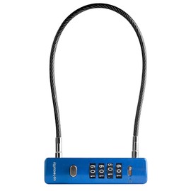 UP Security Cable Lock with Combination Lock, Storage Containers and Outdoor Gear, Helmet Scooter Bike Locks, Heavy Duty Anti Theft, Combo Gate Locks for Fence Locker (Blue, 12-inch (30cm) Cable)
