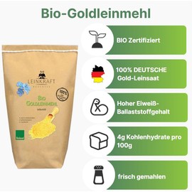 800 g BIOLAND Flaxseed Flour Gold | Made from 100% German Golden Linseed | Gold Linseed Flour Freshly Ground Vegan Low Carb & Keto Suitable for Protein & Fibre Rich Regional
