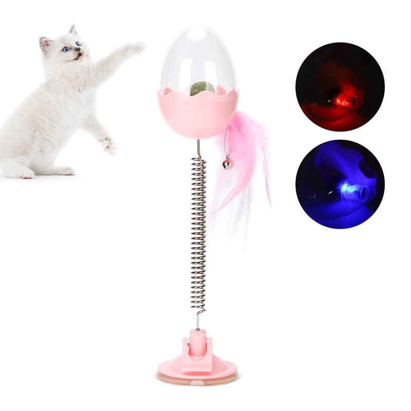 ABS LED Lighting Swing Spring Feather Leak Food Pet Toy