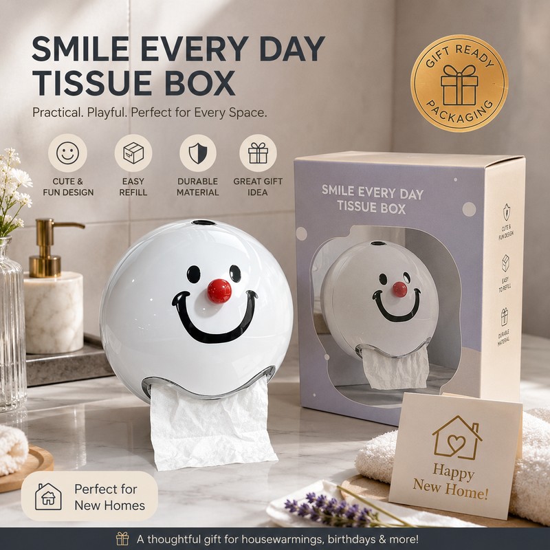 Smiling Face Toilet Paper Holder for Bathroom Storage – No-Drill