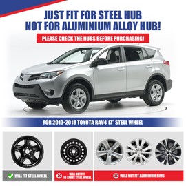 NIXON OFFROAD 17 Inch Hubcaps for Toyota RAV4 2013-2018 [Only Fit Steel Wheel] Wheel Rim Cover (Set of 4) PP Hub Caps Replacement for Car (17 Inch, Black Matte, 5107Style)