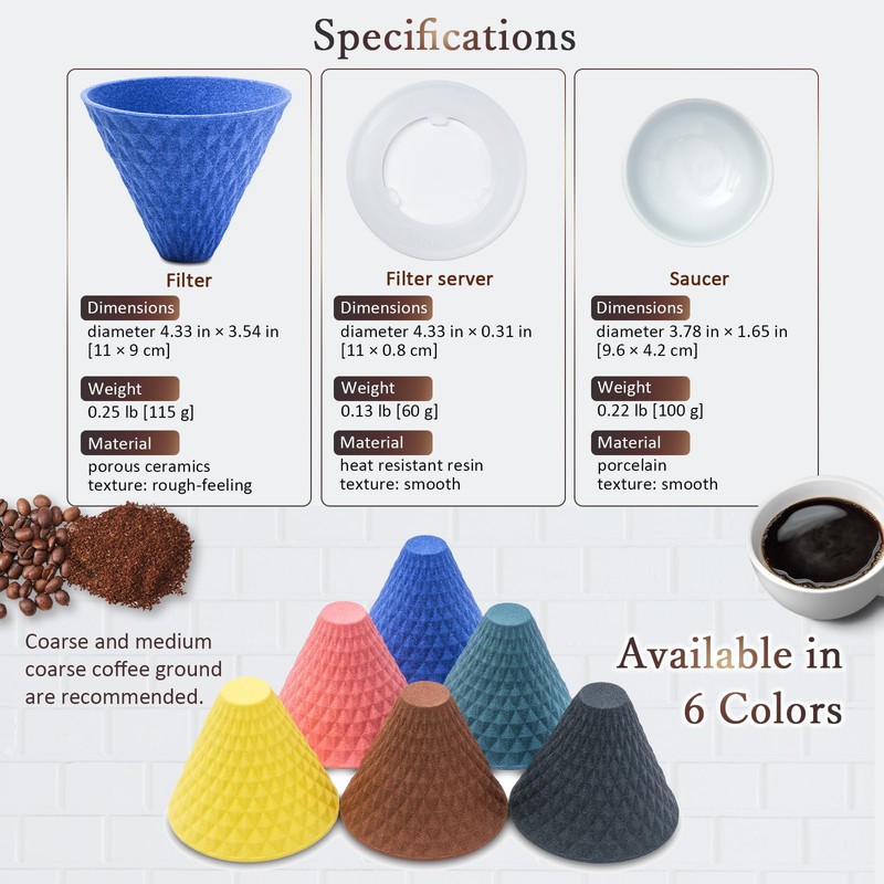 Ceramic Reusable Coffee Filter Pour Over Dripper Paperless Sustinable ekubo