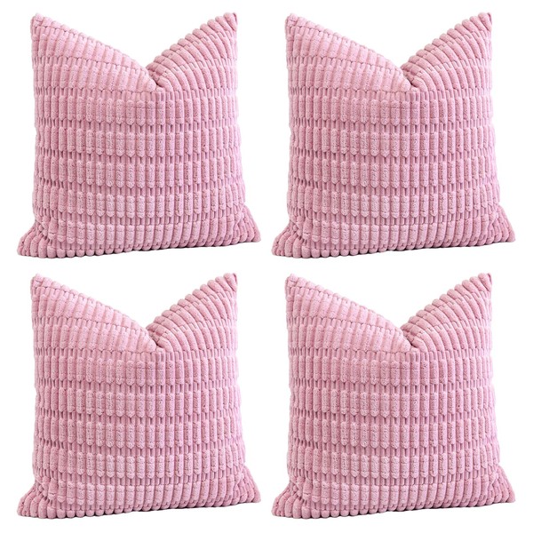 Sungeek Set of 4 Soft Corduroy Decorative Cushion Covers 45x45cm