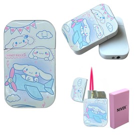 NIVEK Kulomi Lighter Kitty KT Torch Lighter Pink Flame Pocket Refillable Kawaii Cute Windproof Flame (Cat, Rabbit, Melody, Duffy) (A25-Airplane)