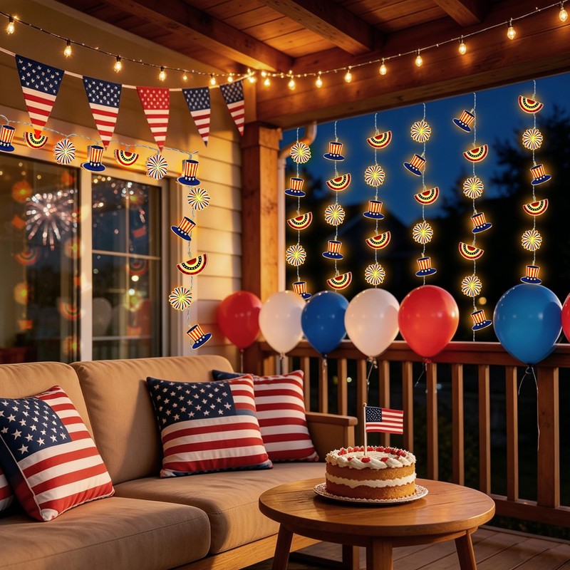4th of July Decorations String Lights, 10Ft 20 LED American