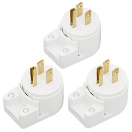 Paquete de 3 enchufes Nema 5-15P 15A 125V, enchufe ajustable de 12 direcciones, enchufe de 90 grados, enchufe recableable de 3 clavijas 5-15P, enchufe Nema 5-15P de ángulo recto para el hogar, blanco,